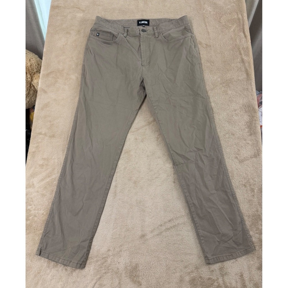 Linksoul Crosby‎ 5-Pocket pants Men's 33S Grey Beige Chino Golf Stretch EUC
